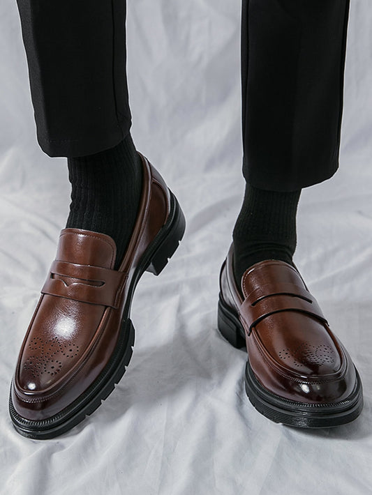 Men Ombre Pattern Stitch Detail Dress Loafers.