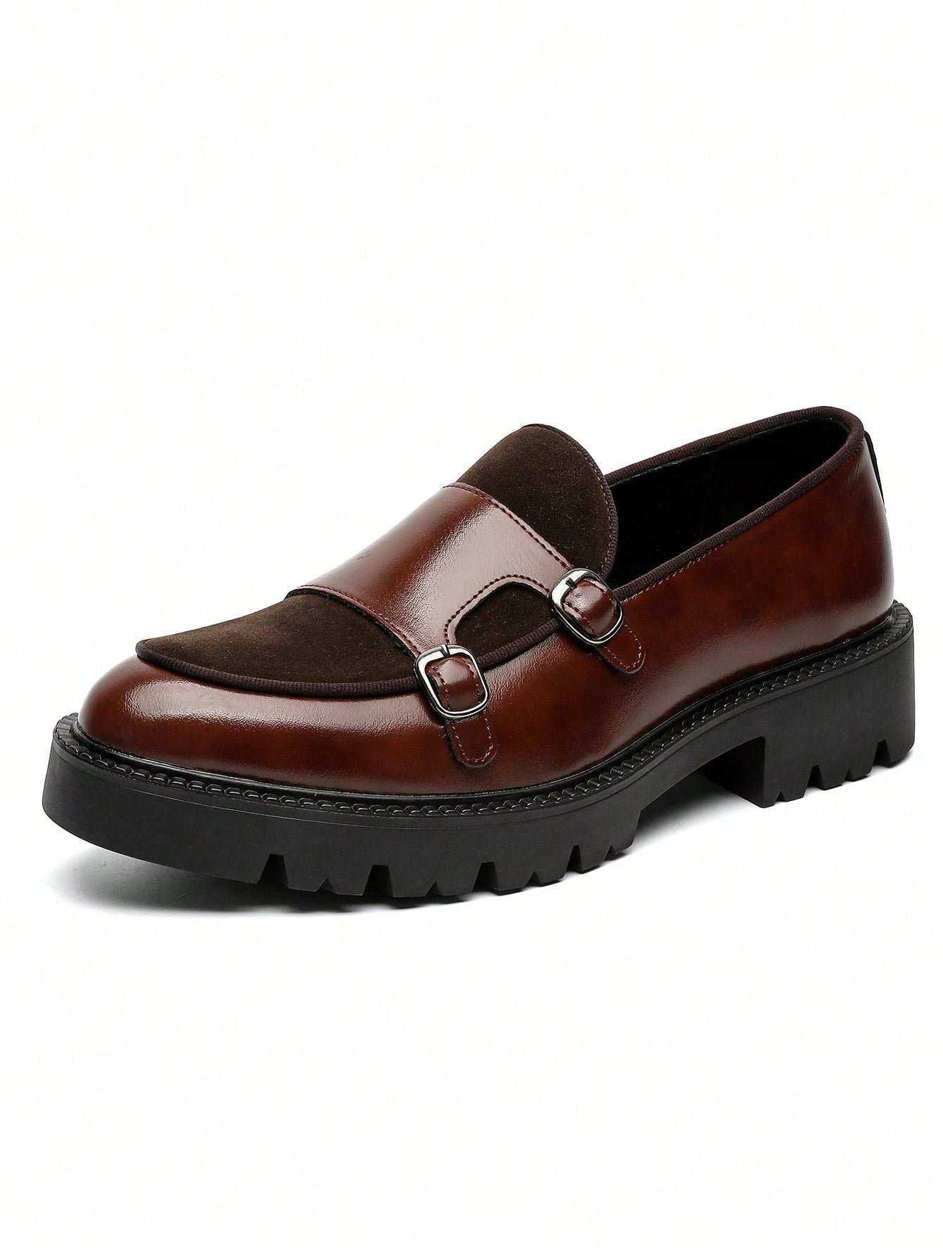 Shoes Slip On Loafers Men Double Monk Strap Leather Formal Business Casual Comfortable